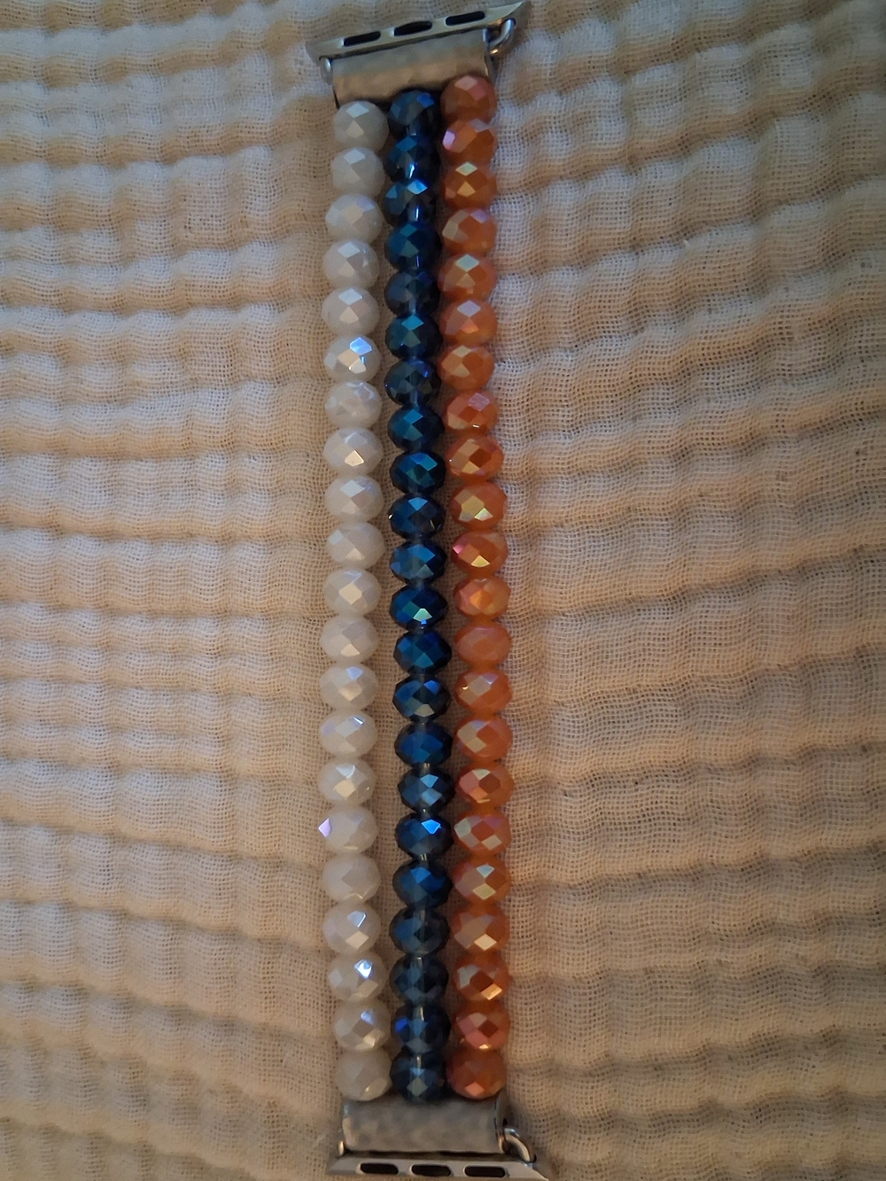 Multi-Row Faceted Bead Bracelet Band for Apple Watch - White, Blue & Orange